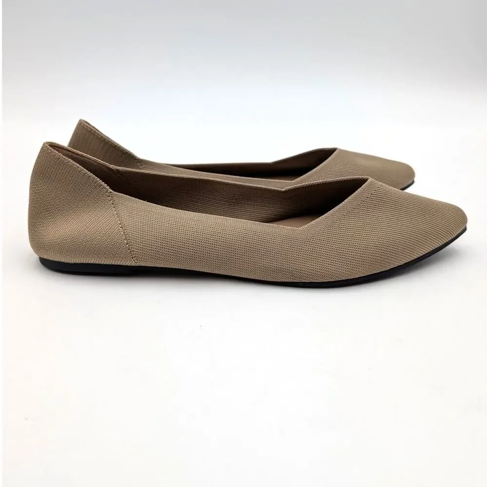Mia Kerri Pointed Toe Ballet Flat Shoes Women's Dark Sand Size US9.5M EU40
